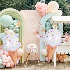 32 Inch Large Ice Cream Balloons Cone Kit, Giant Sweet Ice Cream Sprinkle Foi…