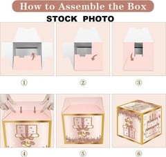 TONIFUL 4 Pc 18th Birthday Theme Balloon Boxes Decorations Pink Rose Gold new