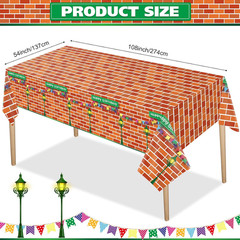 3 Pcs Red Brick Wall Street Party Decorations Cartoon Street Birthday Plastic Ta