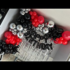 «140Pcs Red Black Balloons Arch Kit for Birthday, Wedding, Graduation Decor»