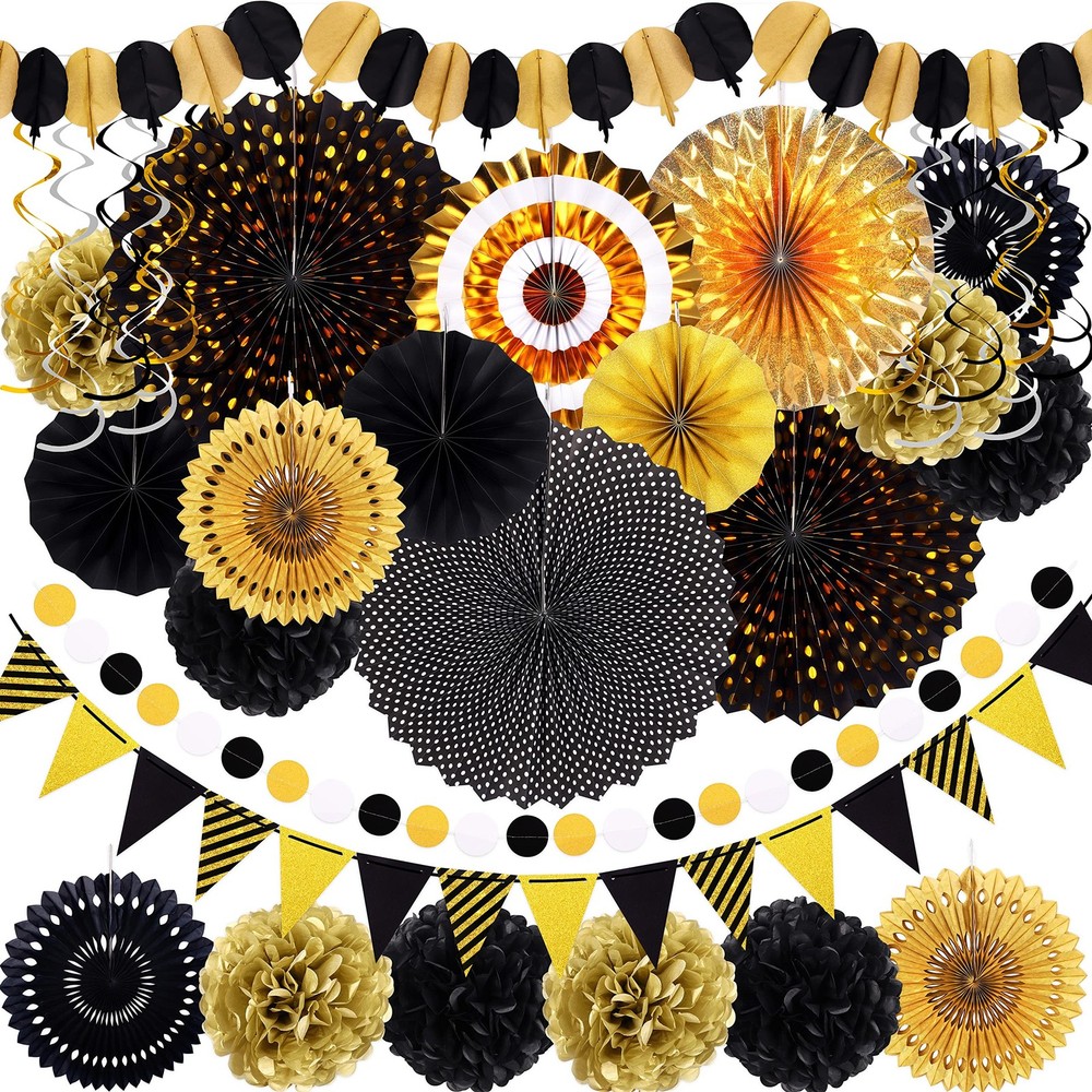 35PCS Party Decorations Fan Hanging Set – ,Graduation,Baby Shower,Wedding,Ret…
