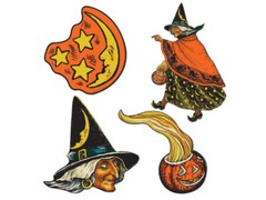 Wholesale Vintage Halloween Cutouts Four Packs Beistle Bulk Party Supplies Witch