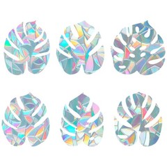 GORGECRAFT 6×7 Inch Leaf Window Clings Static Rainbow Stickers