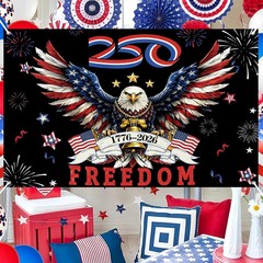 Large 250th Anniversary Backdrop Banner 250 Years of Freedom America Eagle 1776-