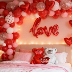 Bear & Heart Balloon Decor Set For Romantic Weddings, Birthday Parties Festivals