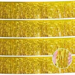 Laser Gold Party Decorations Birthday Streamers 4Pack – 48FT Tinsel Garland S…