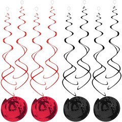 30 PCS Black Red Hanging Swirl Party Streamer Ceiling Spiral Decor