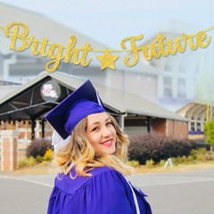Glitter Bright Future Banner – 10 Feet, No DIY, Pre Strung | Bright Future Gold