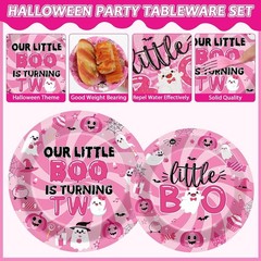 Halloween Pink Ghost Birthday Party Supplies Dinnerware Plates Napkins