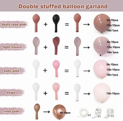 Dusty Rose Pink Balloon Arch Kit Double Mauve Light Pink Matte Blush Nude Boh…