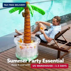 JOYIN 60″ Inflatable Palm Tree Cooler, Beach Theme Decor, Pool Party Decorations