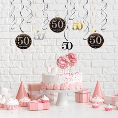 12pcs Mixed Color Hanging Swirls Decorations Party Swirls for 50th Birthday