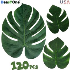 120PCS Tropical Palm Leaves Plant Imitation Leaf-Hawaiian Party Table Decoration