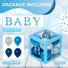 44-Piece Baby Shower Decorations for Boy or Girl – 4 Boxes with Letters and 32 B
