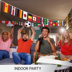 Vivid Flag Bunting for World Cup Parties, 33 Feet of Soccer Celebration Decor