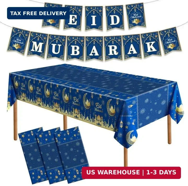 Iceyyyy 4 Pcs Ramadan Party Supplies Decoration Set-108″x54″ Disposable Ramadan