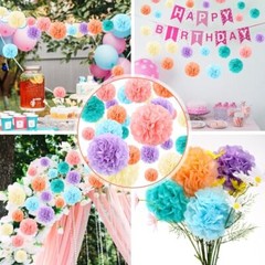 72 Pcs Tissue Paper Pom Poms Pastel Party Decorations Assorted Rainbow Paper