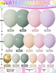 Fairy Balloon Arch Kit – 159PCS Pastel Pink Purple Dusty Blue Green Orange an…
