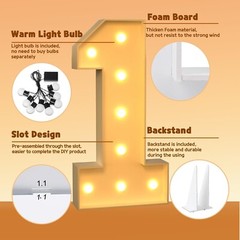 3FT White Marquee Light Up Number 1 For Parties, Celebrations
