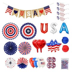 4th of July Decorations Set Patriotic Party Supplies w/ USA Foil Balloons 57pcs