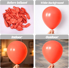 130Pcs Coral Red Balloons Different Sizes 18″ 12″ 10″ 5″ Pastel Red Latex Balloo