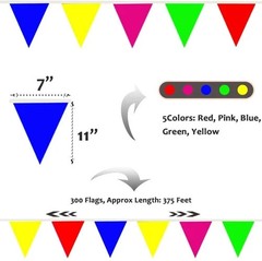 Car Dealer Supplies 300 Pcs Multicolor Pennant Banner Flags 375 Ft Nylon – Party