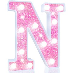 Cool White N LED Marquee Letter Light Up Letter Pink Glitter Sign Battery