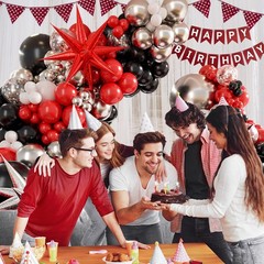 Red White and Black Balloon Garland Arch Kit, Red and Black Party Decorations…