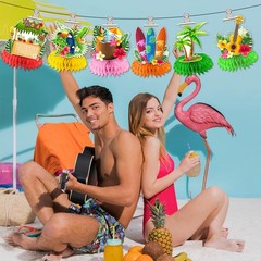12 Pcs Luau Party Decorations Honeycomb Centerpieces, Hawaiian Party…