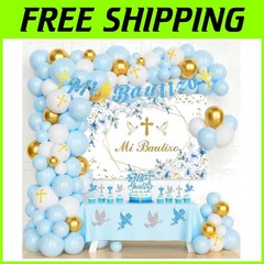 Baptism Christening Party Decor Blue Gold