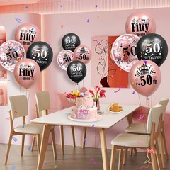 Rose Gold 50th Birthday Decorations for Women, 18Pcs Black Rose Gold 50th Birthd