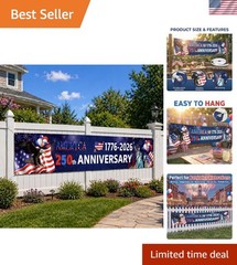 Large 250th Anniversary Banner – Patriotic 4th of July Flag for Indoor & Outdoor