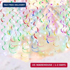 Colorful Ceiling Swirl Foil Decorations Hanging Plastic Streamer Themed Swirl Pa