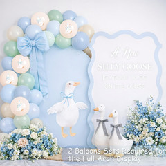 One Silly Goose Birthday Decor Balloons for Boy, 60PCS 12 Inch Pastel Blue Green