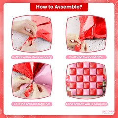 , Red and Pink Square Foil Balloons – 19 Inches, Pack of 25 | Galentines Day …