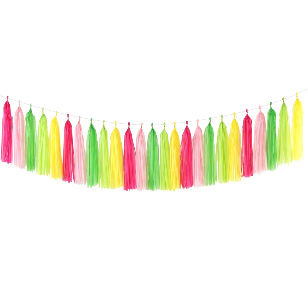 Hawaiian-Themed Pool Party-Decorations Tassel Garland – 25pcs Tropical Jungle…