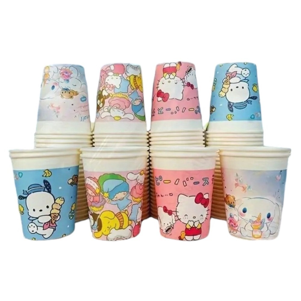 250ml Sanrio Hello Kitty 50 Pc Thick Disposable Paper Cups All Occasion Birthday