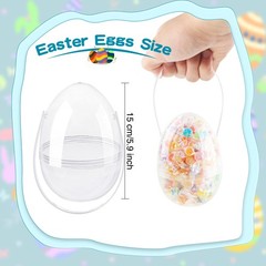 12 Pcs 6 Inch 8 Inch Jumbo Clear Easter Egg with Handles Large Transparent Ea…