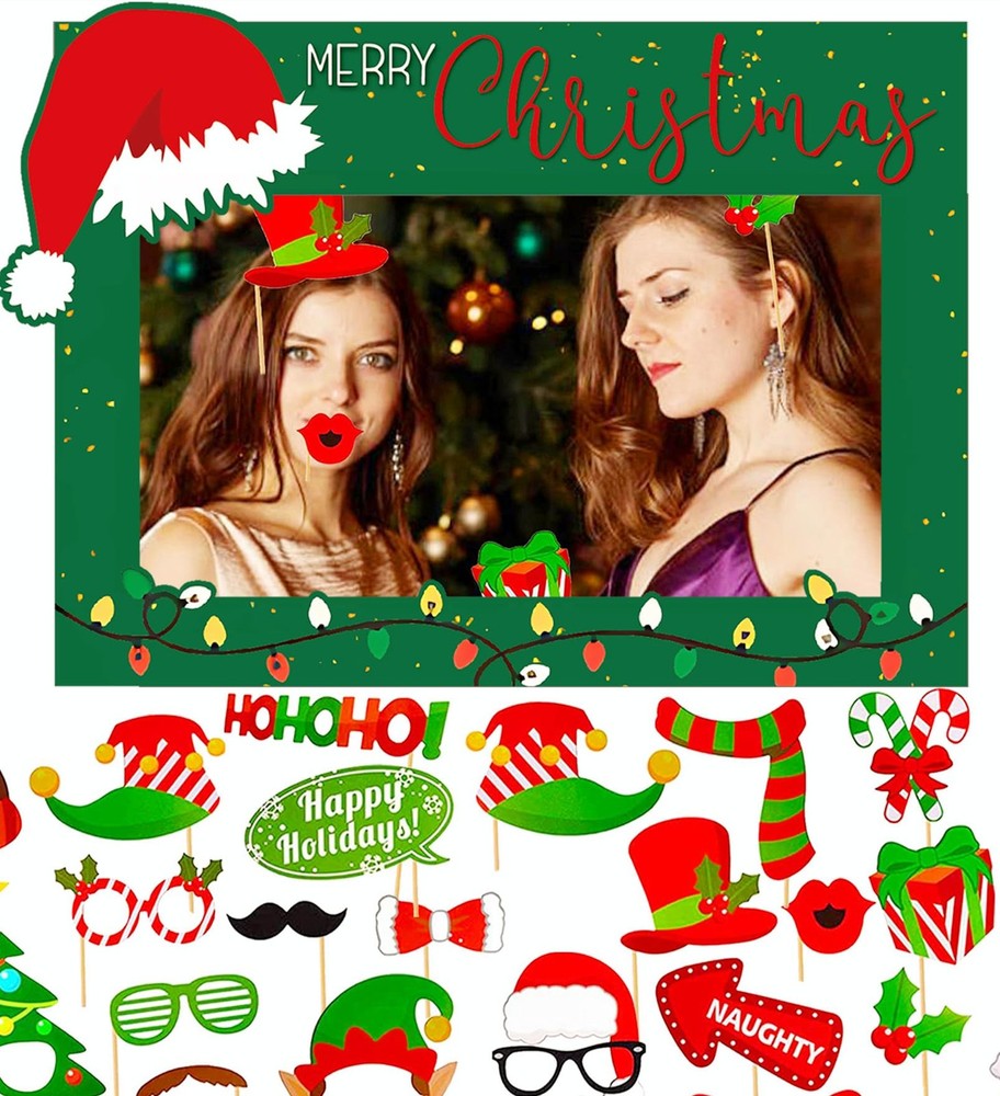 29 PCS Christmas Photo Booth Selfie Prop Ugly Sweater Holiday Party Supply