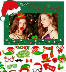 29 PCS Christmas Photo Booth Selfie Prop Ugly Sweater Holiday Party Supply