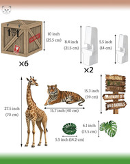 Jungle Safari Party Decorations – 10 Inch Jungle Theme Favor Boxes with Wild Ani