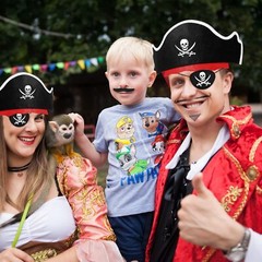36 Pcs Pirate Hats Set Mustaches Eye Patches Party Favors for Halloween Cosplay