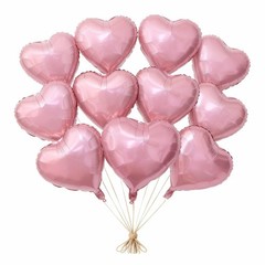 12 Pcs 18 Inch Light Pink Heart Foil Balloons, Mylar Love Heart Helium Balloo…