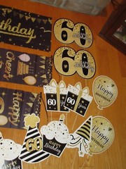 Happy 60th Birthday Party Yard Sign Set Black Gold 60 Birthday Banner Lot (N452)