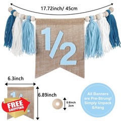 1/2 Birthday Boy Half Birthday Decorations High Chair Banner, 6 Month Girl Ta…