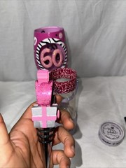 Top Shelf Pink 60th Birthday Wine Glass And Wine Stopper Set