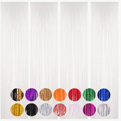 4 PCS White Foil Fringe Backdrop Curtain Tinsel Streamer Birthday Party Decor