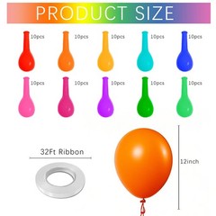 Balloons Assorted Colors Rainbow Decorations 100 Pack 12 inch Round Bright La…