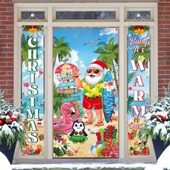 3 Pcs Summer Christmas Party Decorations 35x 71 Inches Christmas Door Cover 1…