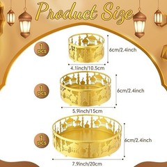 meekoo 5 Pcs Ramadan Serving Trays Eid Mubarak Round Crescent Moon Star Shaped
